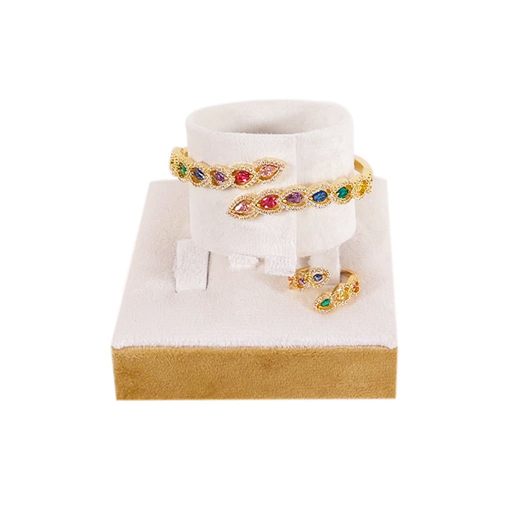 Multicoloured Stone Bracelet and Ring Set For Traditional Look & Wear