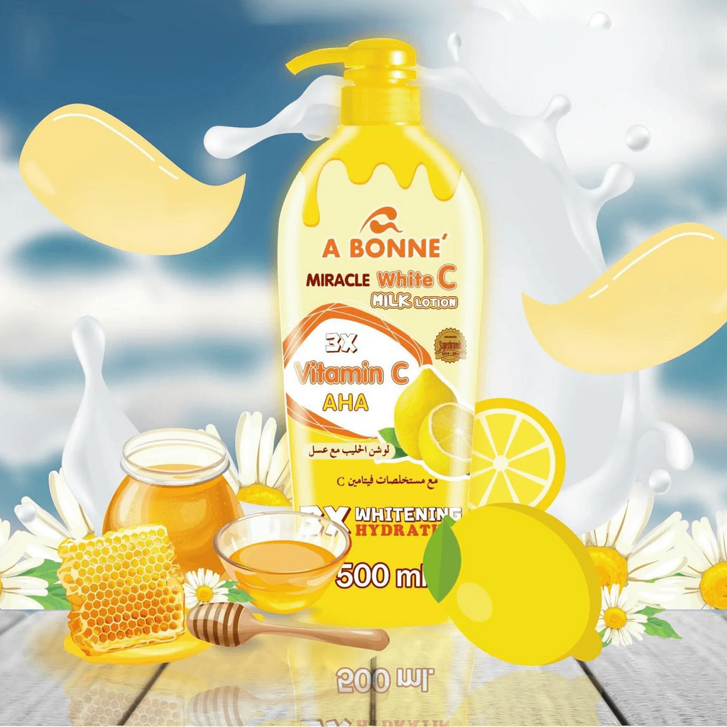 A Bonne Miracle White C Milk Lotion available on qasr jamal