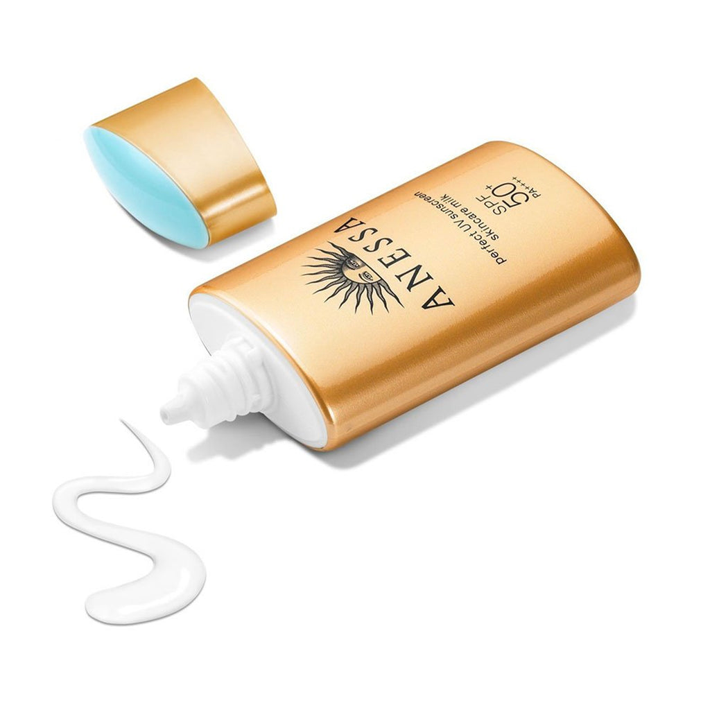 Anessa Perfect UV Sunscreen Skin Care Milk SPF 50+ PA++++ - Protects against UV rays and provides skin care benefits. Water and sweat-resistant formula. Suitable for face and body.