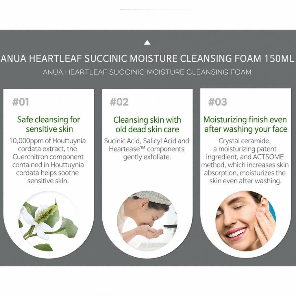 Key Benefits of Anua Heartleaf Succinic Moisture Cleansing Foam