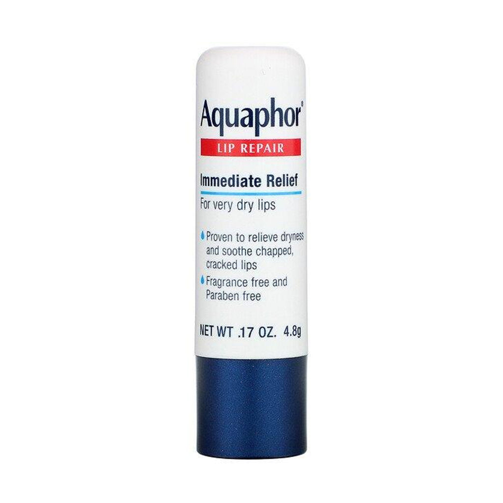 Aquaphor Lip Repair Stick Immediate Relief - Proven relief for dry, cracked lips. Enriched with vitamins, shea butter, and jojoba oil. Fragrance-free and dermatologist recommended.