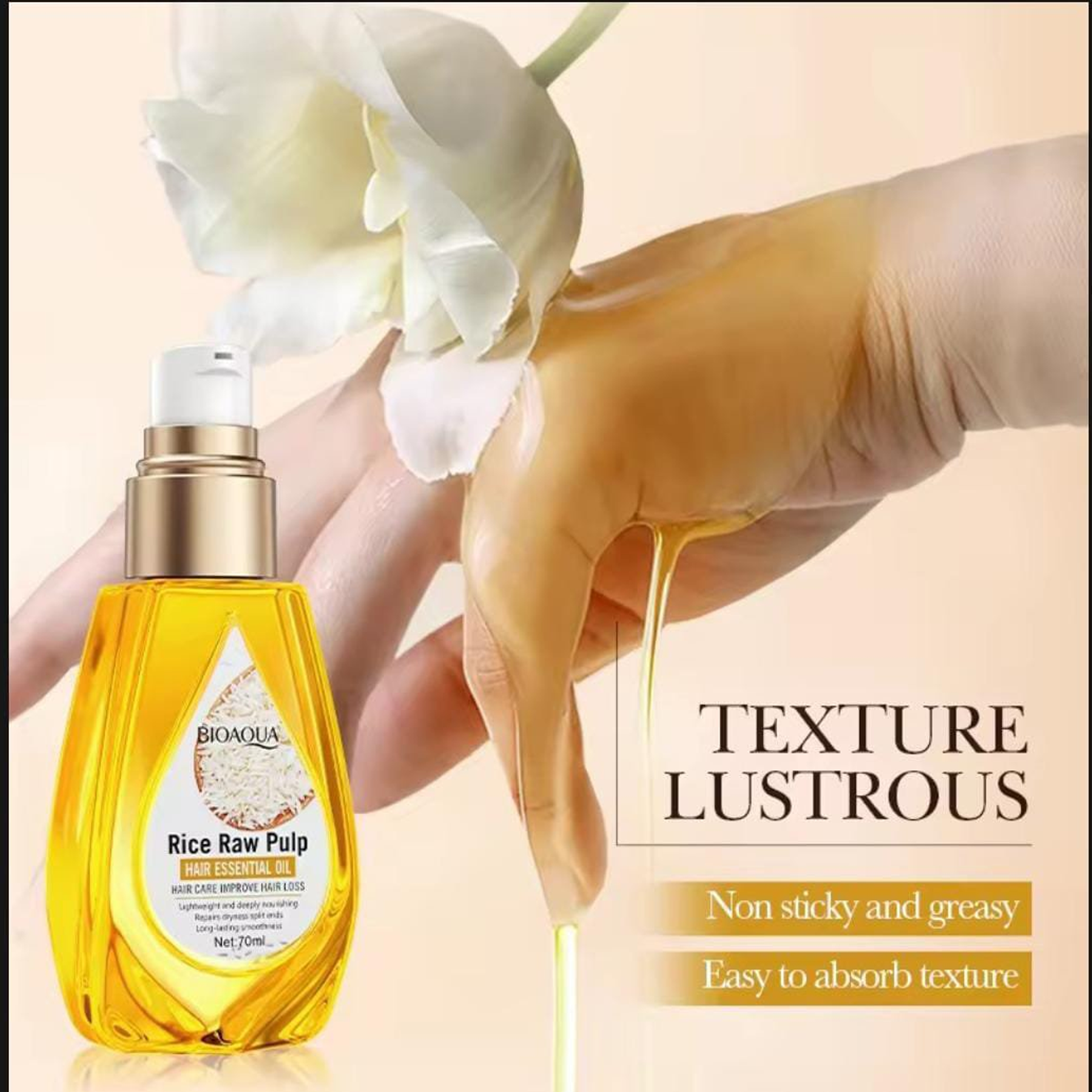 BIOAQUA Rice Raw Pulp Hair Essential Oil 70ml – QasrJamal