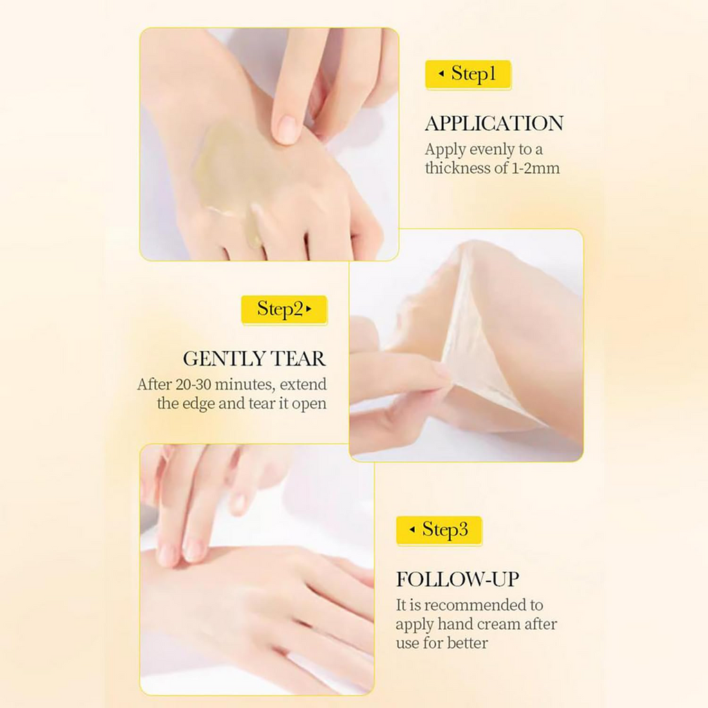 Way to use a BIOAQUA Vitamin E Manuka Honey Hand Wax Mask