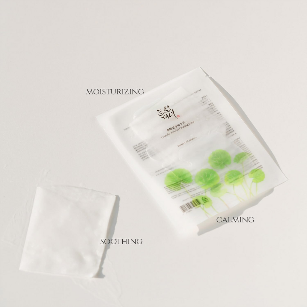 Beauty Of Joseon Centella Asiatica Calming Mask - Sheet mask enriched with Centella Asiatica, green tea extract, and hyaluronic acid for soothing and hydrating tired skin.