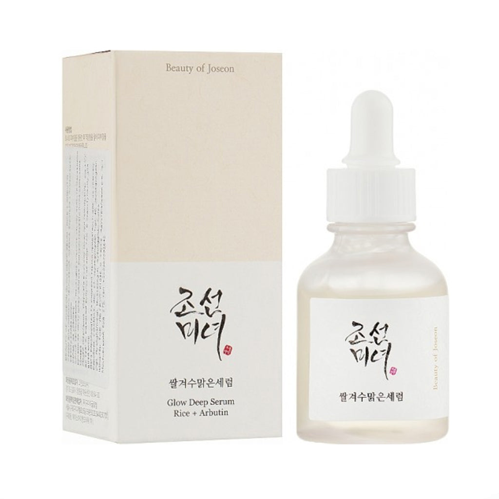 Beauty of Joseon Glow Deep Serum - Targeted solution for pigmentation issues and uneven skin tone. Contains rice bran water and alpha-arbutin. Suitable for all skin types.