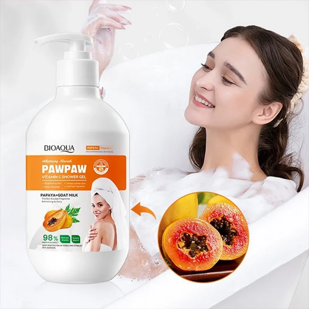 Bioaqua PAWPAW Vitamin C Shower Gel comes with papaya extract