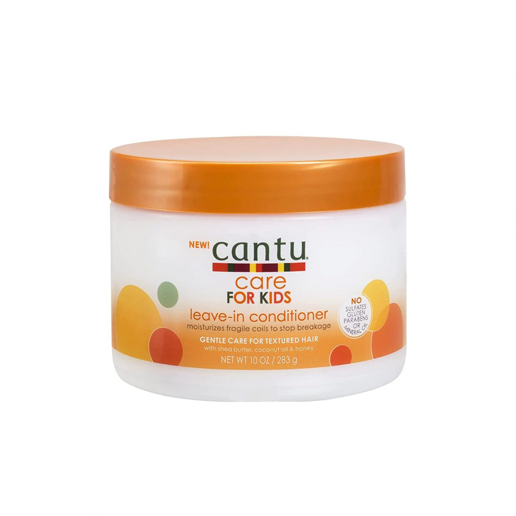Cantu Care for Kids Leave-In Conditioner - 283g - Bottle of leave-in conditioner with shea butter, coconut oil, and honey, designed to moisturize and protect children's delicate hair.