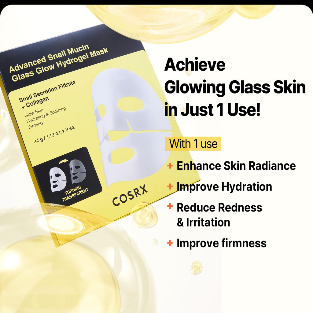 Key Benefits of Cosrx Advanced Snail Mucin Glass Glow Hydrogel Mask