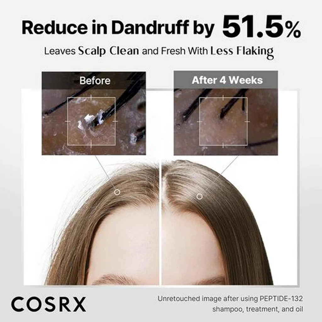 Before and After usage of Cosrx Peptide 132 Ultra Perfect Hair Bonding Shampoo