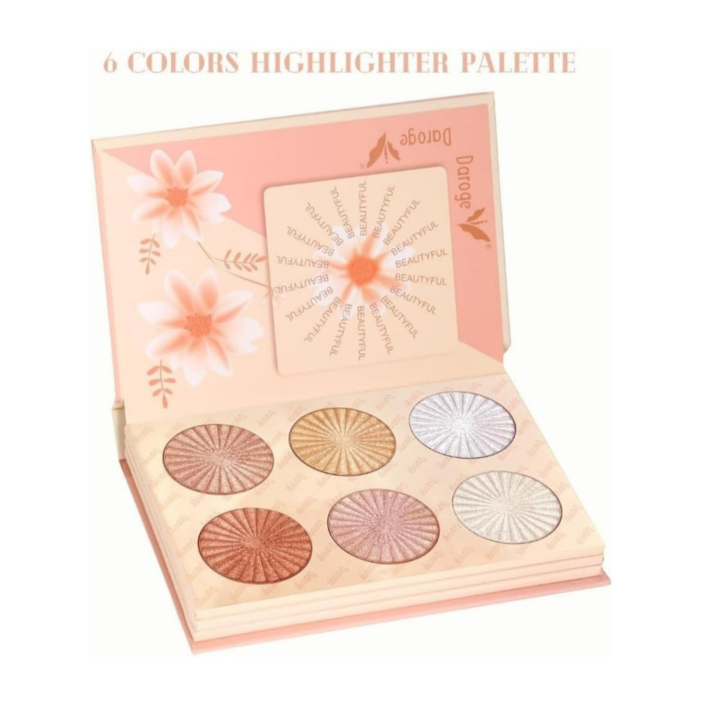 6 Highlighter Colors comes in Daroge 3 in 1 Palette