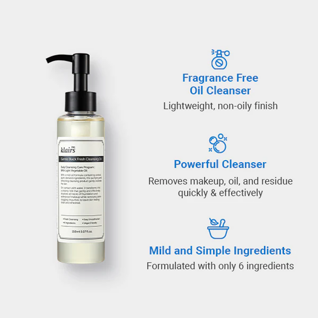 Key Benefits of Dear, Klairs Gentle Black Fresh Cleansing Oil
