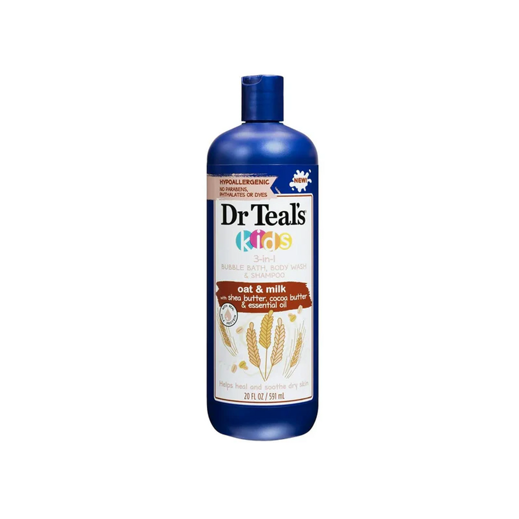 Oat & Milk Varient of Dr Teal's Kids 3-in-1 Bubble Bath, Body Wash & Shampoo