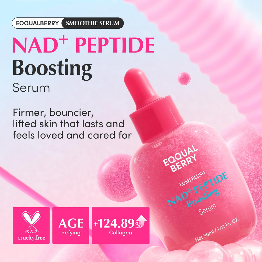 Key Benefits of using EQQUALBERRY Lush Blush Nad+ Peptide Boosting Serum