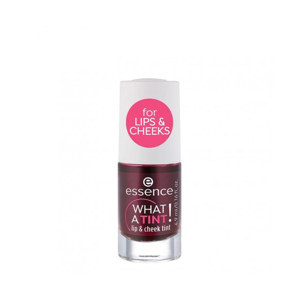 Essence What a Tint! Lip & Cheek Tint - Pink tinted lip and cheek product with applicator brush.