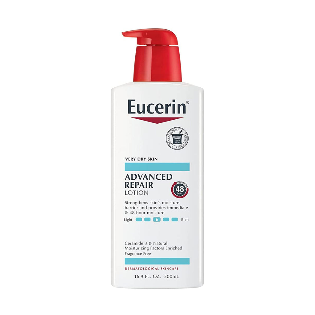 Eucerin Advanced Repair Lotion - 500ml bottle on a white background.