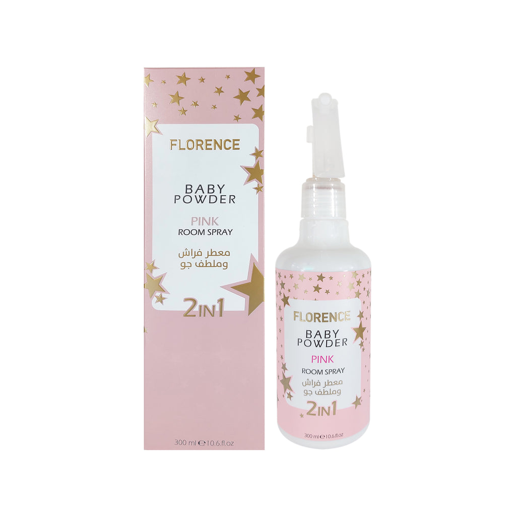 Florence Baby Powder Pink Room Spray 2-in-1 - 300ml. Sweet and delicate fragrance of baby powder. 