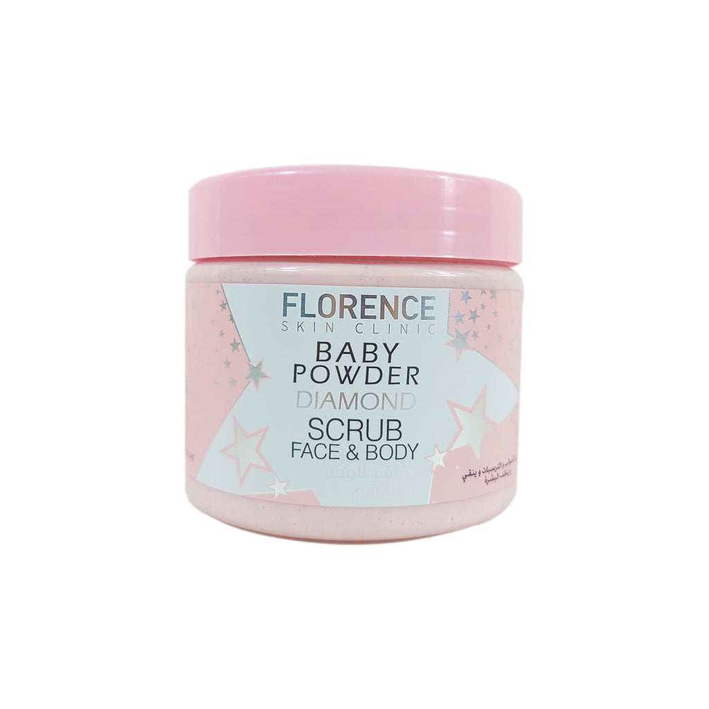 Florence Baby Powder Diamond Scrub Face & Body - 300ml. Dual-action formula for face and body. 