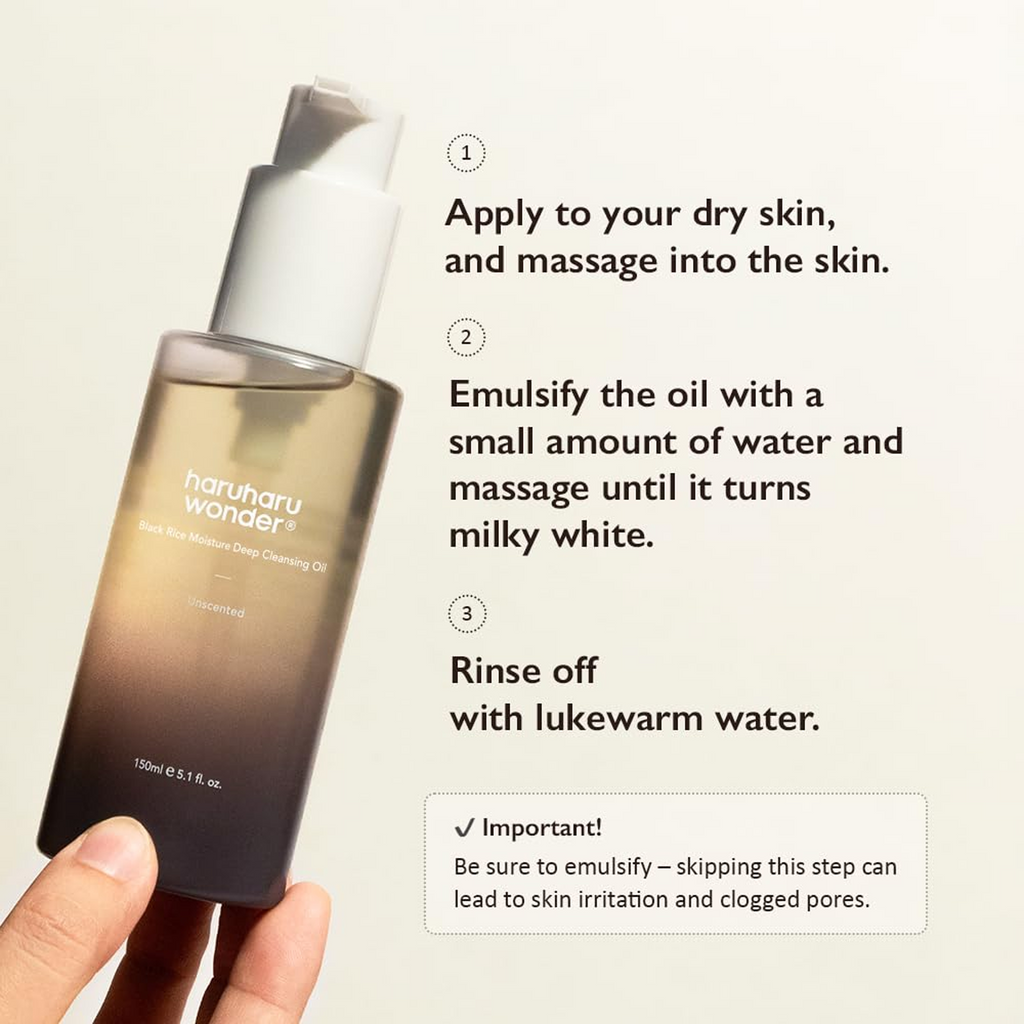 How to use a Haruharu Wonder Black Rice Moisture Deep Cleansing Oil