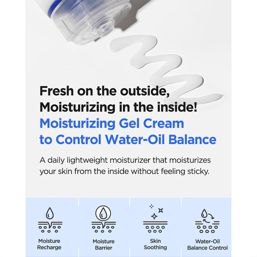 Isntree Hyaluronic Acid Aqua Gel Cream - 100ml. Lightweight gel cream with 5 types of hyaluronic acid for intense hydration. 
