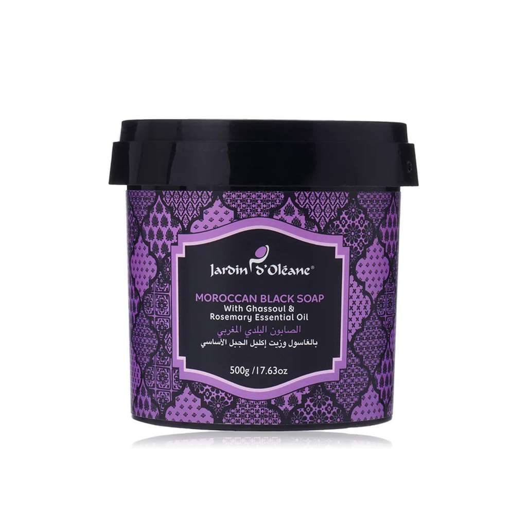 Jardin D'Oleane Moroccan Black Soap With Ghassoul and Rosemary Essential Oil - 500g