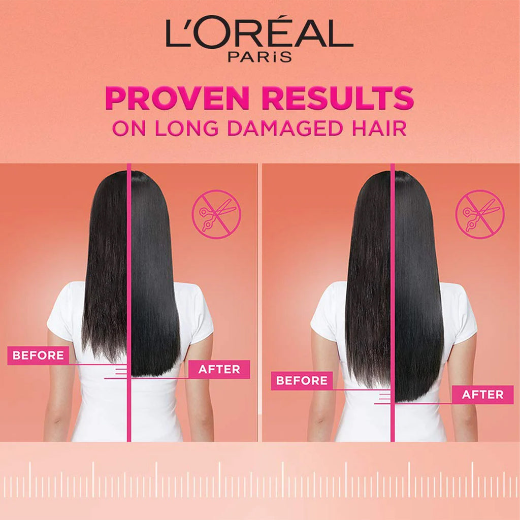 Before and After usage of L'Oréal Paris Elvive Dream Length Saviour Mask 10%
