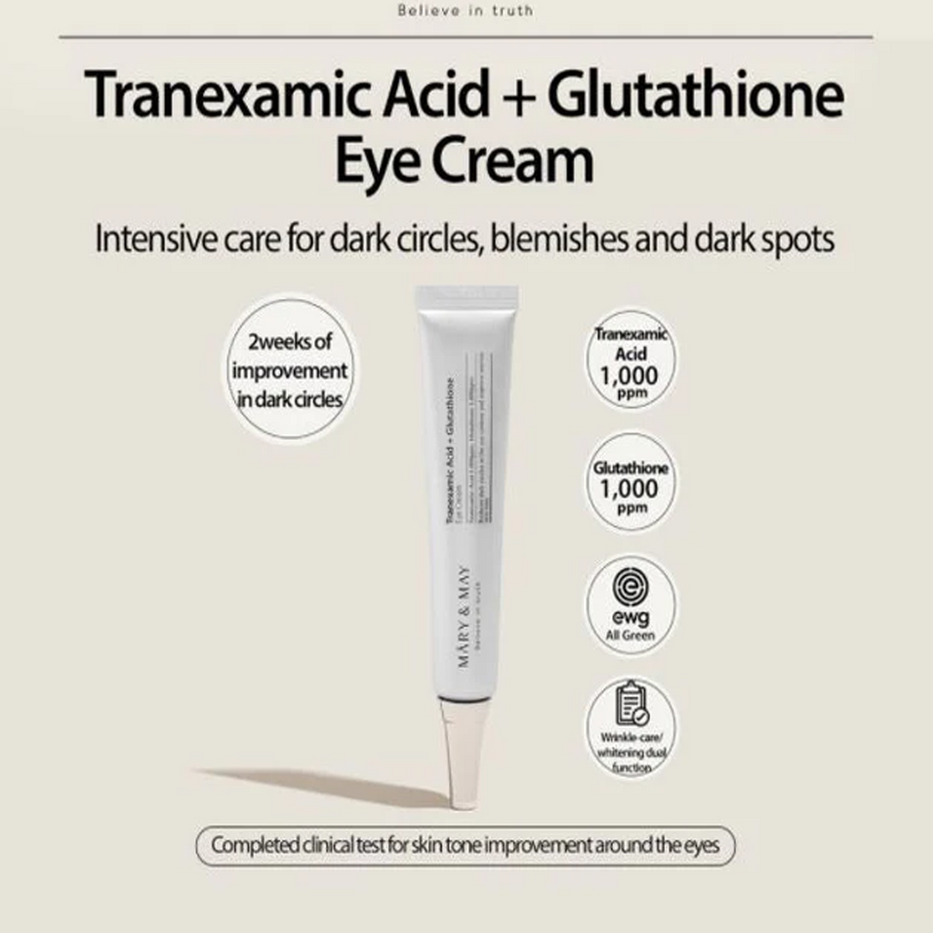 Key Benefits of Mary & May Tranexamic Acid+ Glutathione Eye Cream