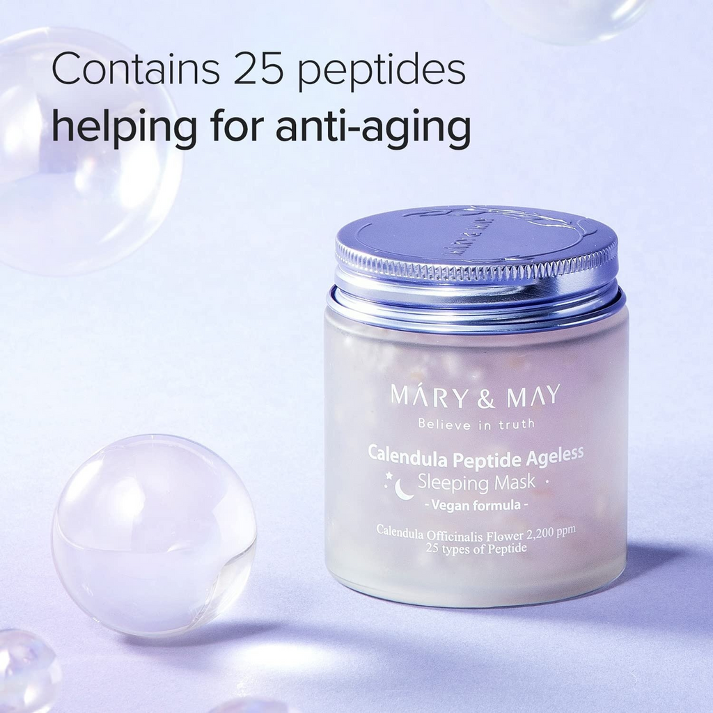 Key Benefits of Mary&May Vegan Calendula Peptides Ageless Sleeping Mask 