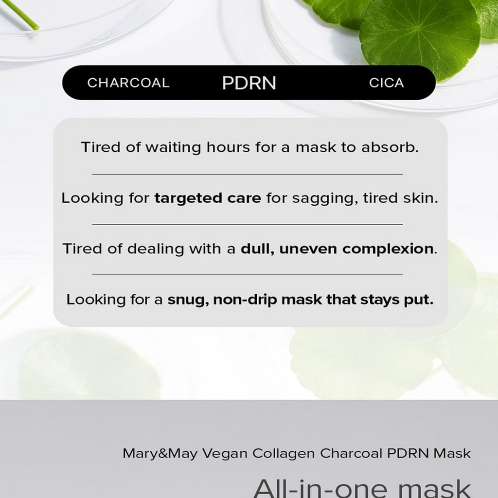 Key Benefits of using Mary&May Vegan Collagen Charcoal PDRN Mask