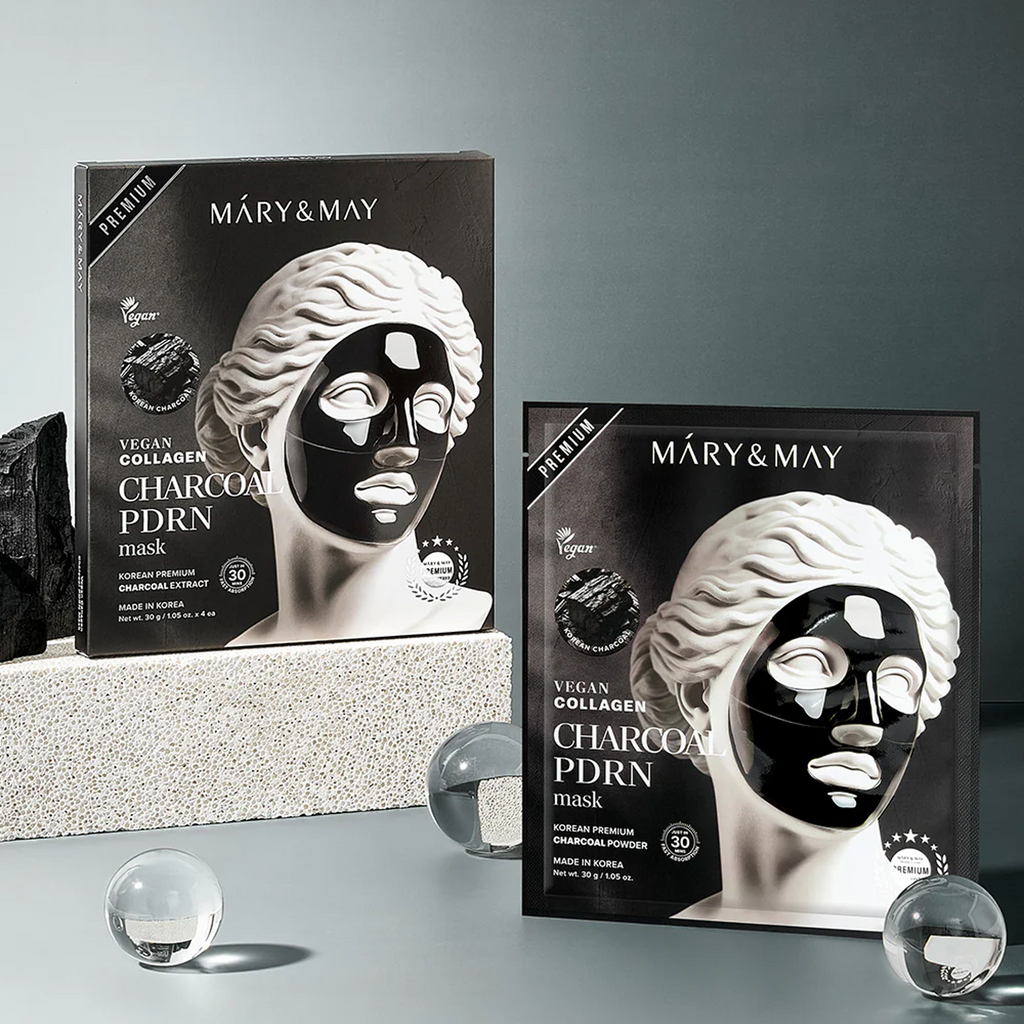 Mary&May Vegan Collagen Charcoal PDRN Mask available on qasrjamal