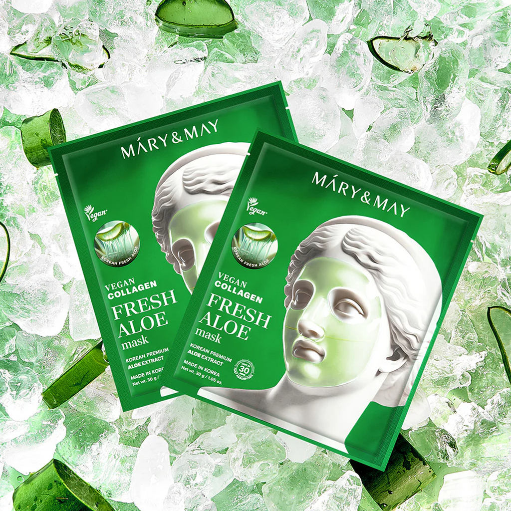 Mary&May Vegan Collagen Fresh Aloe Mask available on qasrjamal store