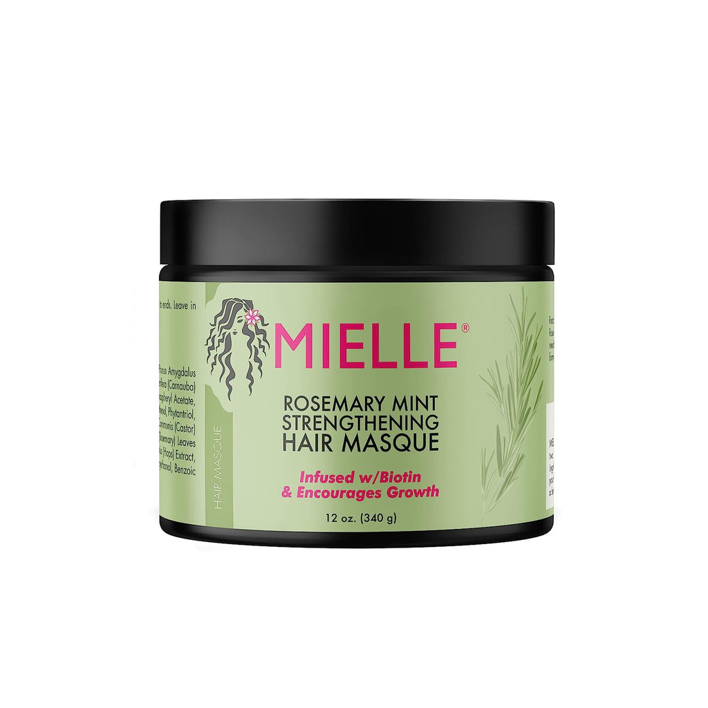 Mielle Rosemary Mint Strengthening Hair Masque - 340g - An enriching hair treatment with organic rosemary and honey for deep hydration and strength.