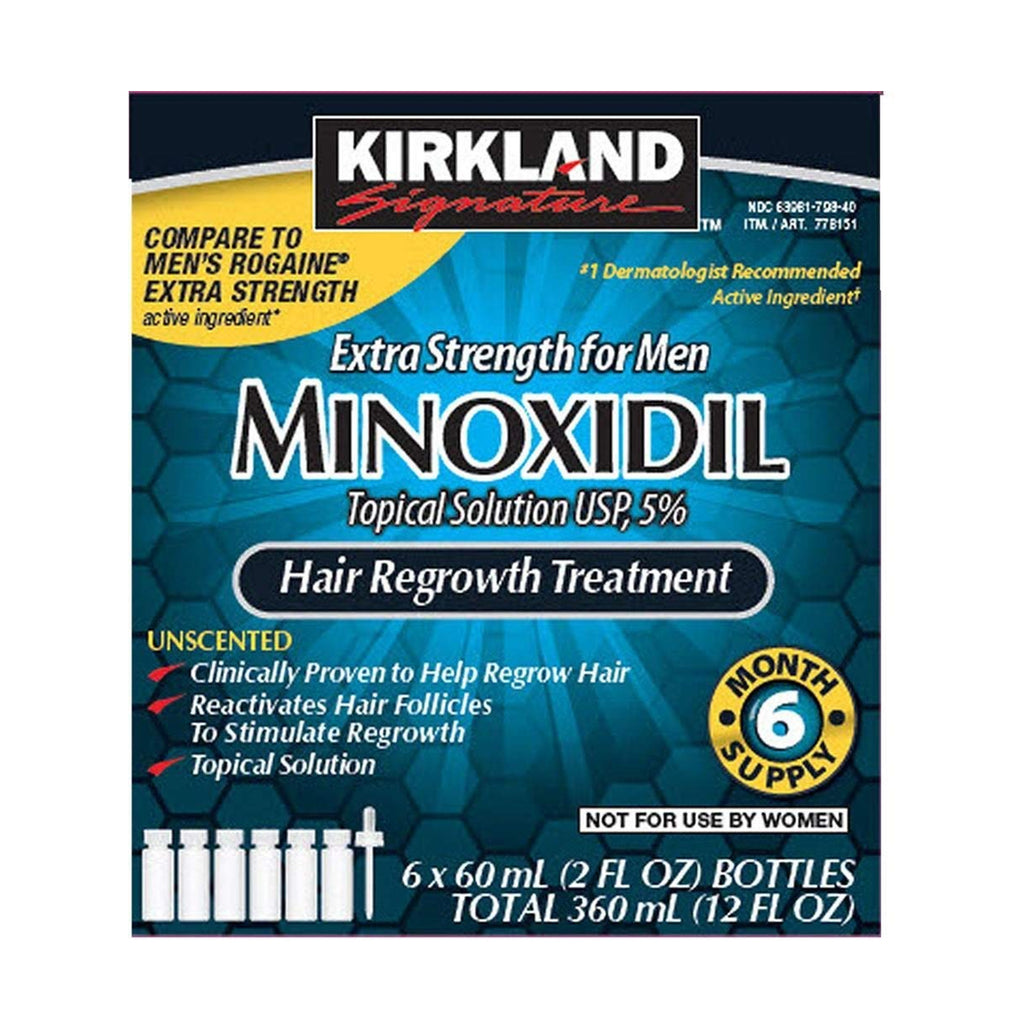 Image showing Kirkland Signature Minoxidil Hair Regrowth Treatment - 6x60ml bottles.