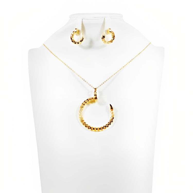 Set of 4 Modern Jewellery Set (Gold) With Ring, Necklace, Bracelet And Chain- JS02