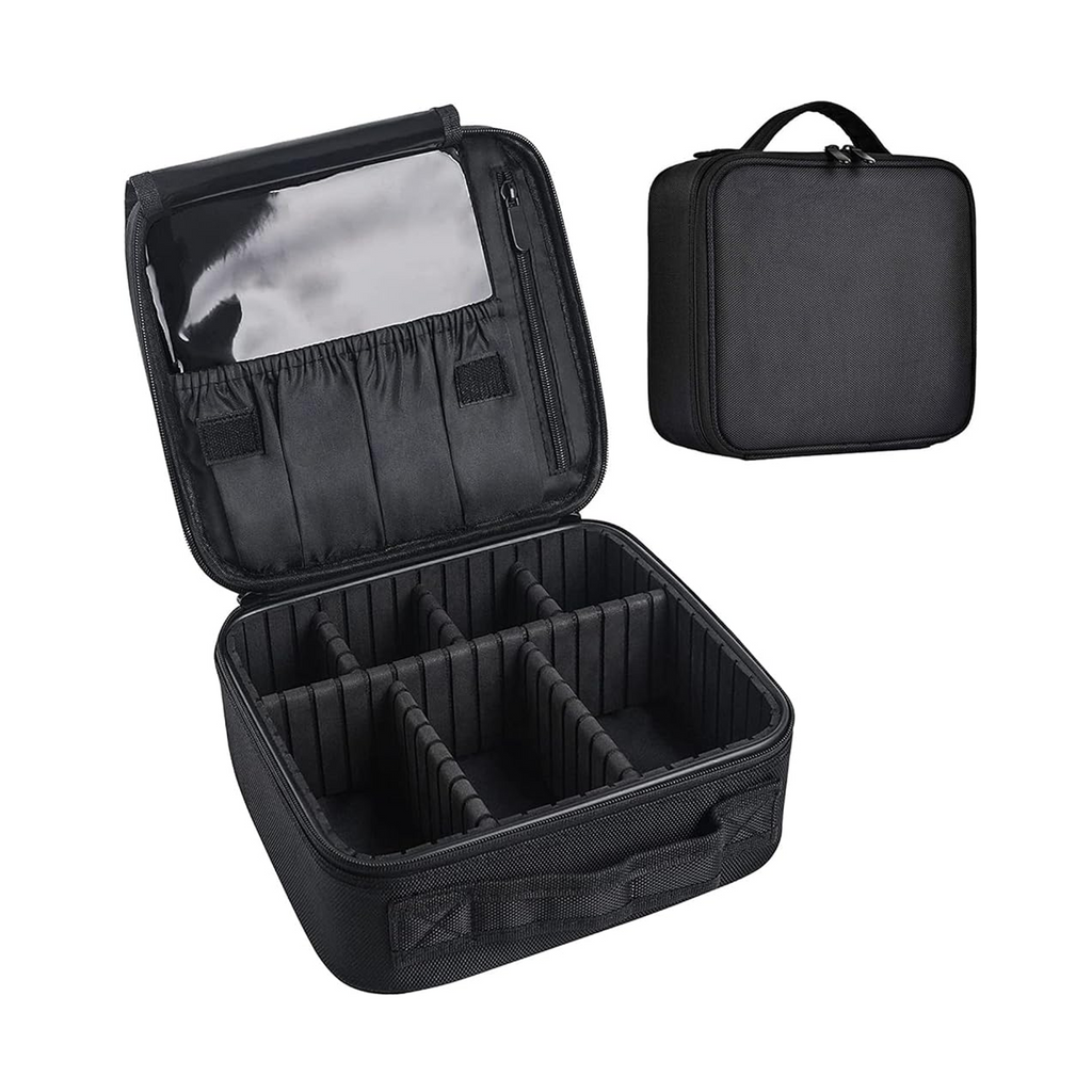 The black color of Portable Travel Makeup Organizer Case 