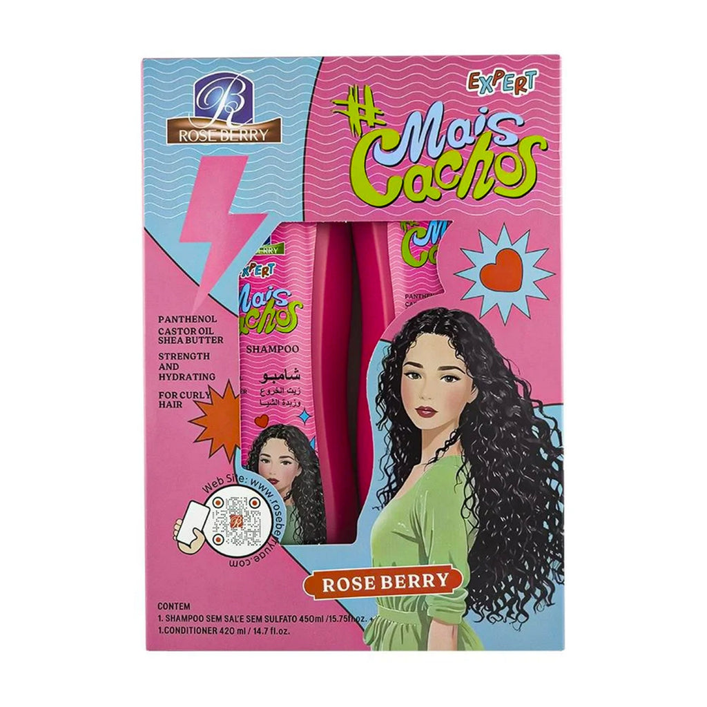 Roseberry Mais Cachos Strength and Hydrating Shampoo + Conditioner available on Qasr Jamal Store