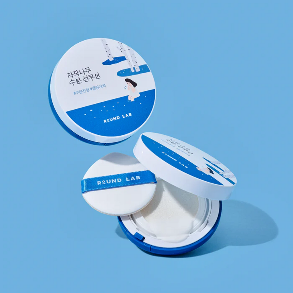 Roundlab Birch Moisturizing SunCushion SPF 50+ available on Qasr Jamal Store