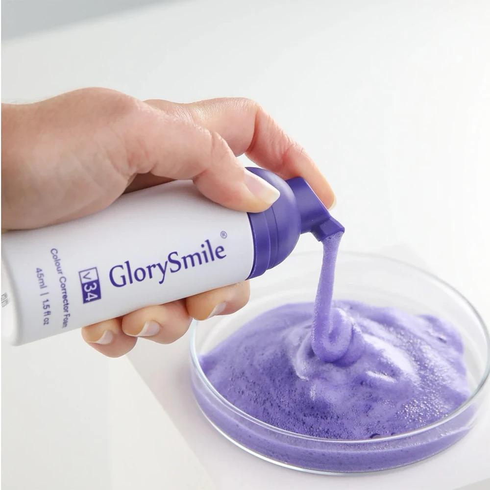 GlorySmile V34 Colour Corrector Toothpaste - Neutralise yellow tones and conceals stains. Post-whitening treatment for a brighter smile. 