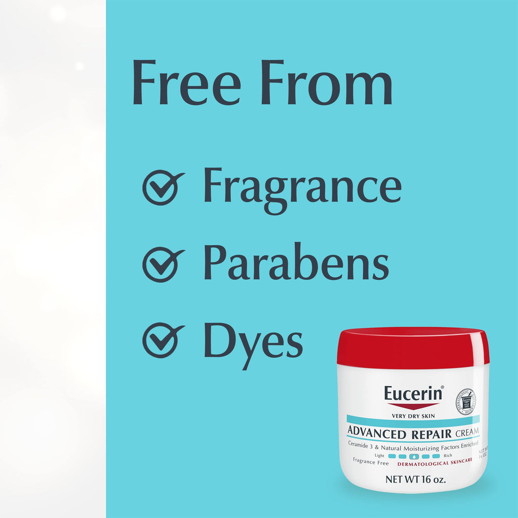 Eucerin Advanced Repair Cream - Large tub of cream with Eucerin logo.