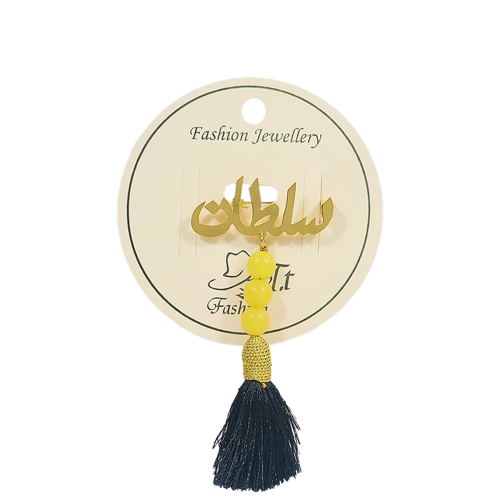 Customizable Golden With Beads Name Brooch For Boy And Men
