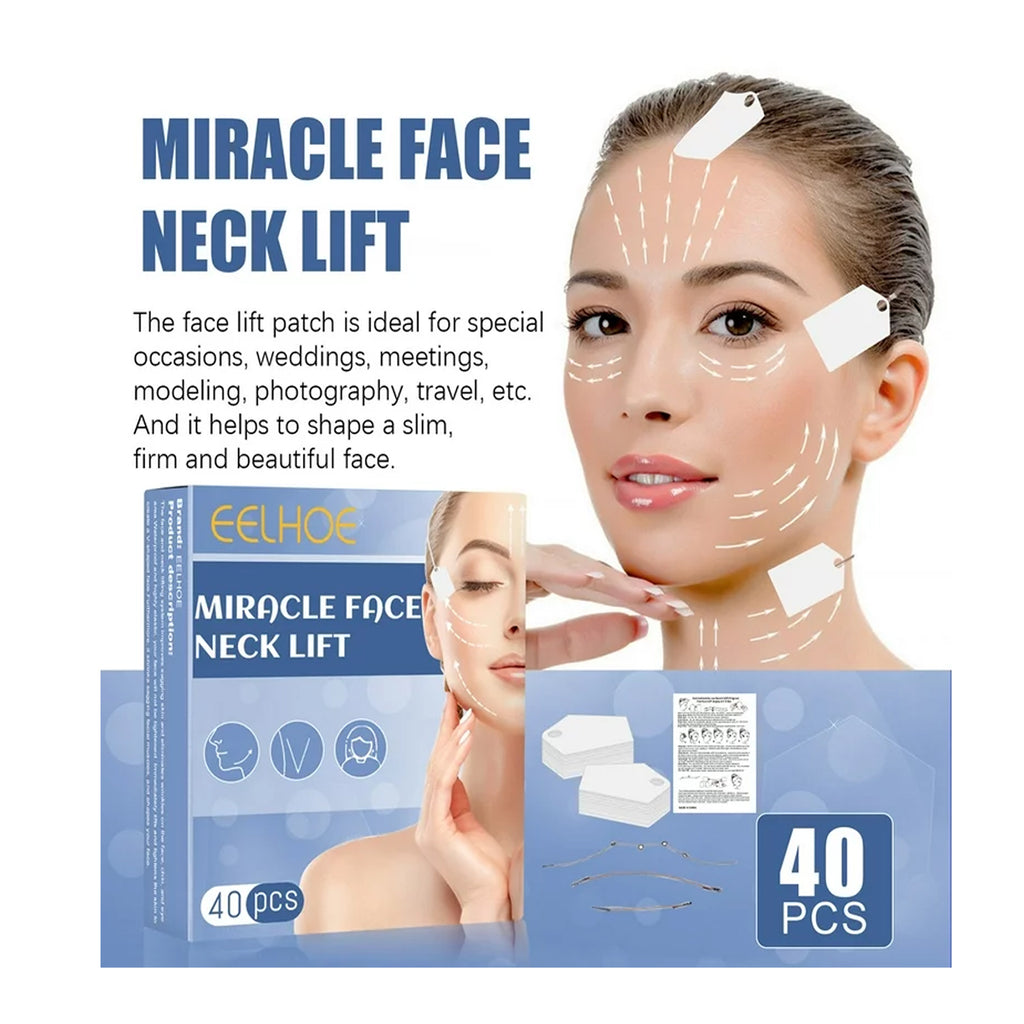Eelhoe Miracle Face and Neck Lifting Tape - 40Pcs, for an instant non-invasive lift. Waterproof and elastic for comfortable wear. 