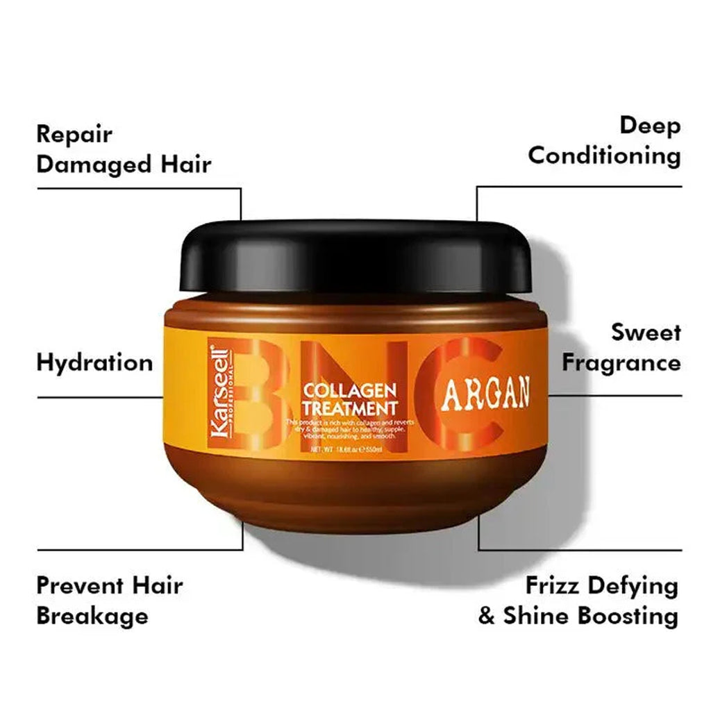 Special Offer Karseell BNC Collagen  Argan Oil Collagen Hair Mask - 550 ml + Mielle Rosemary Mint Scalp & Hair Strengthening Oil - 59ml
