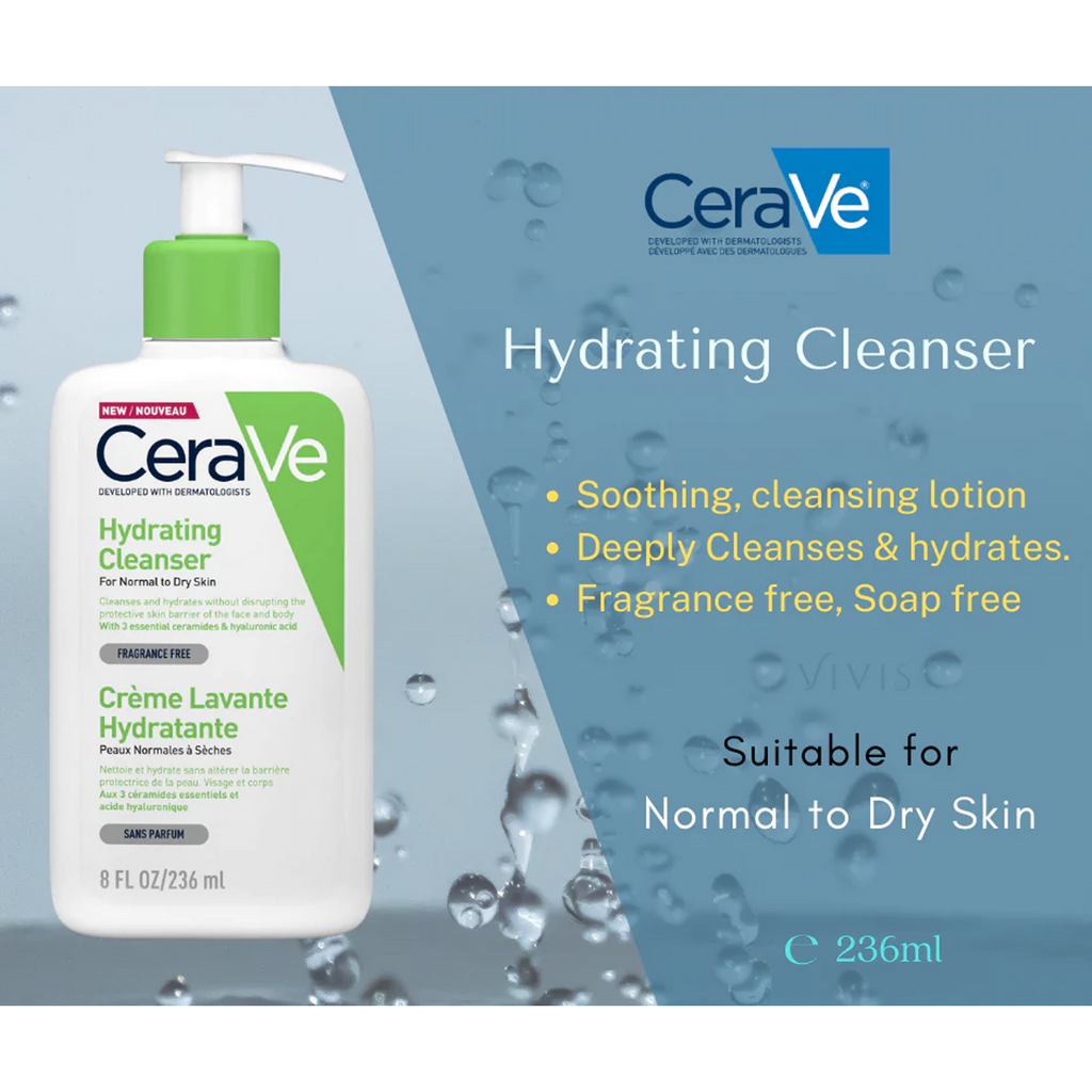 CeraVe Hydrating Cleanser 236ml - For Normal to Dry Skin