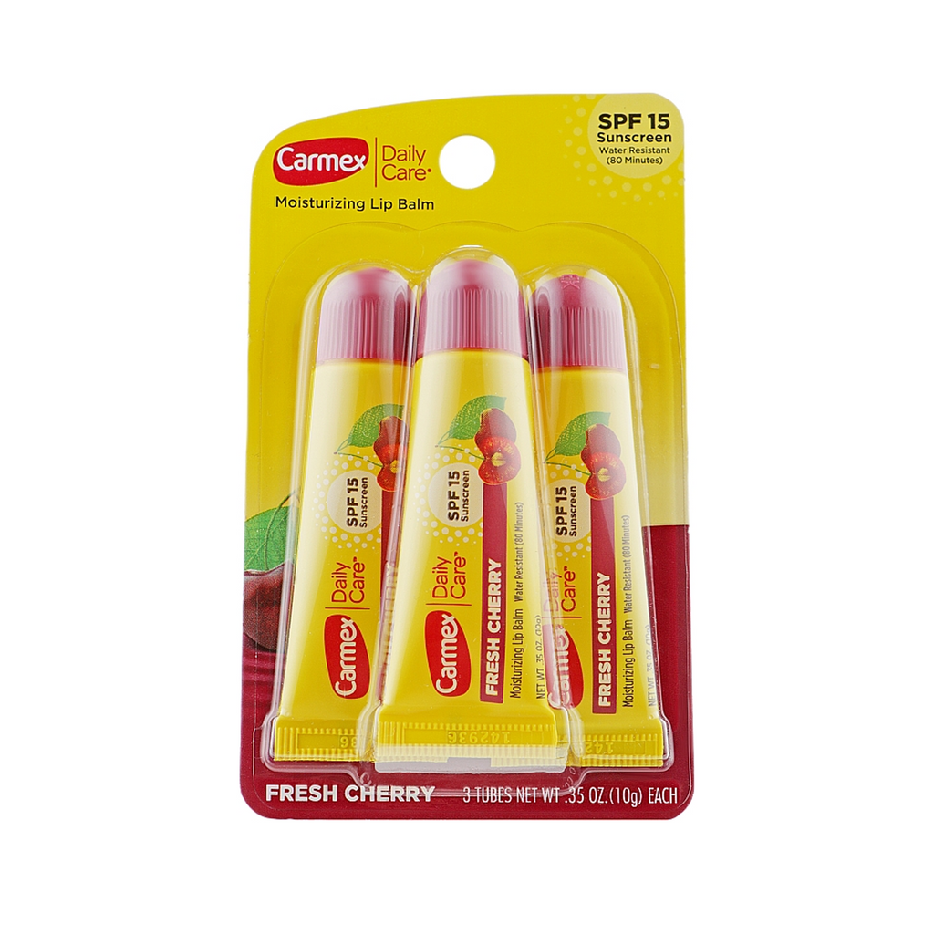 Carmex Cherry Moisturizing Lip Balm Tubes With SPF 15 - 10 gm (3pcs)