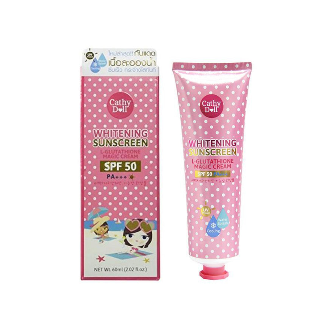 Cathy Doll Magic Cream Whitening Sunscreen Cream SPF 50 - 138ml tube, with intense cooling sensation and high SPF 50 PA+++ protection.