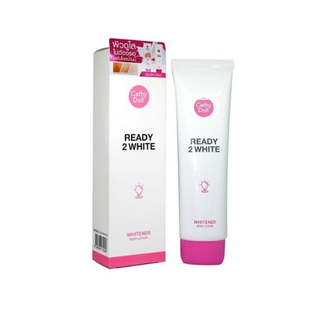  Cathy Doll Ready 2 White Whitener Body Lotion - 150ml bottle with a brightening effect, enriched with milk protein for radiant, smooth skin in just 3 minutes.
