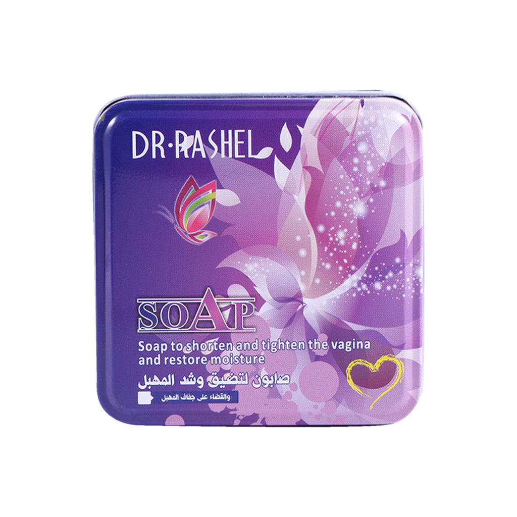 A bar of Dr. Rashel Vaginal Care Soap with delicate packaging, designed to promote vaginal health and restore moisture, ideal for daily use.