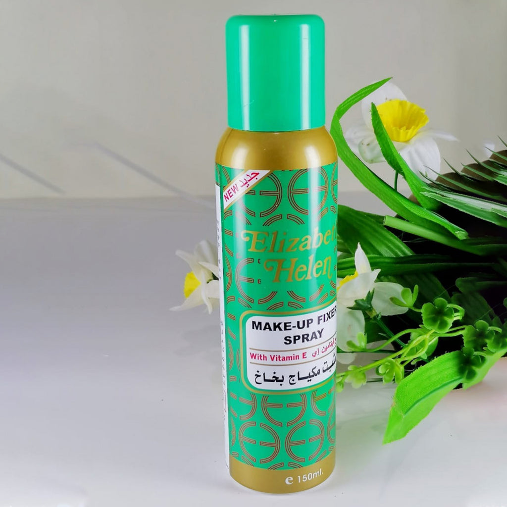 Elizabeth Helen Makeup Fixer Spray with Vitamin E 150 ml. Locks in makeup and prevents fading and cracking.