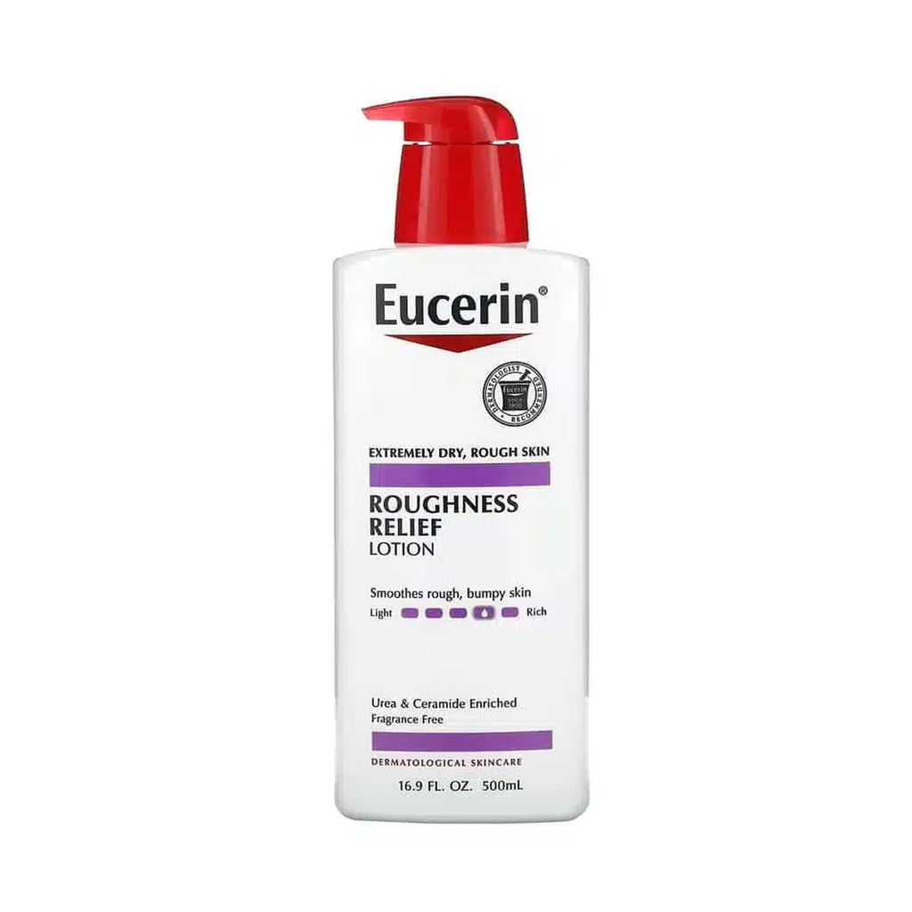 Eucerin Roughness Relief Lotion - Provides 48 hours of hydration, formulated with Urea and Natural Moisturizing Factors. Suitable for sensitive skin.
