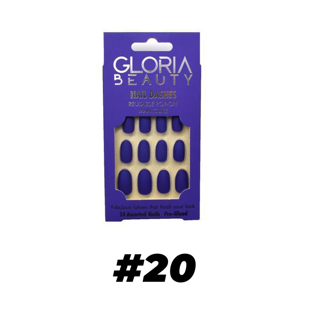 Gloria Beauty Matte Artificial Nails. Chic matte colors with a velvet finish. Elevate your style effortlessly with these trendy nails.