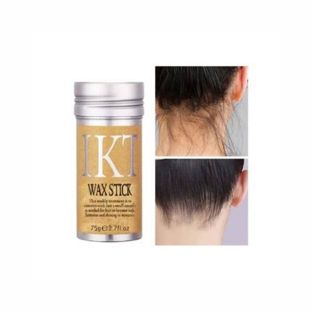  Image of IKT Hair Wax Stick 75gm - For Soft & Sorted Hair - A wax stick surrounded by a natural background, symbolizing nourishment, and styling ease for hair.